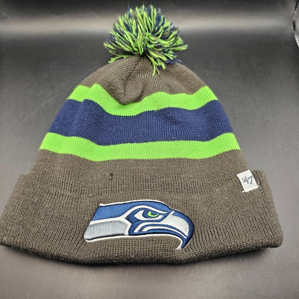 Seattle Seahawks Cuffed Beanie Knit Hat Dark Gray 47 Brand